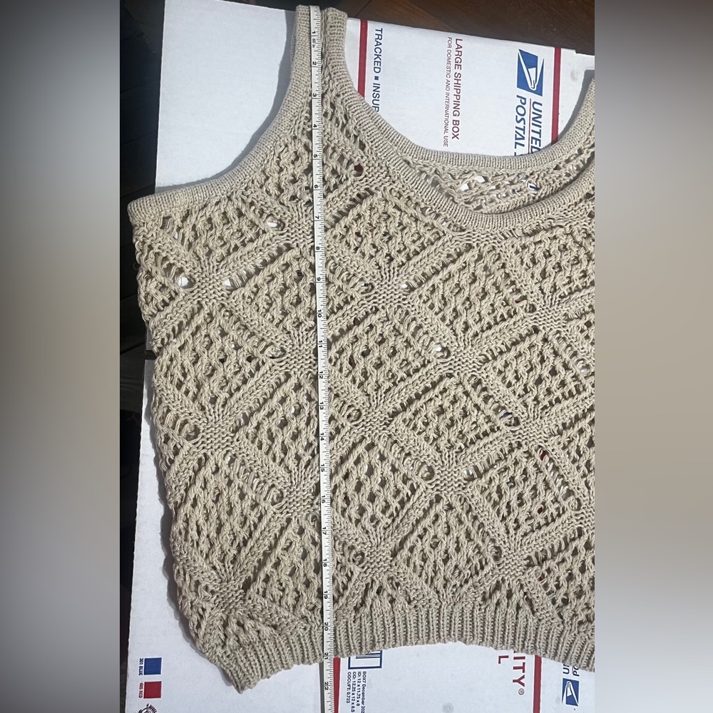 Cream Crochet Knit Tank Top - Picture 8 of 10